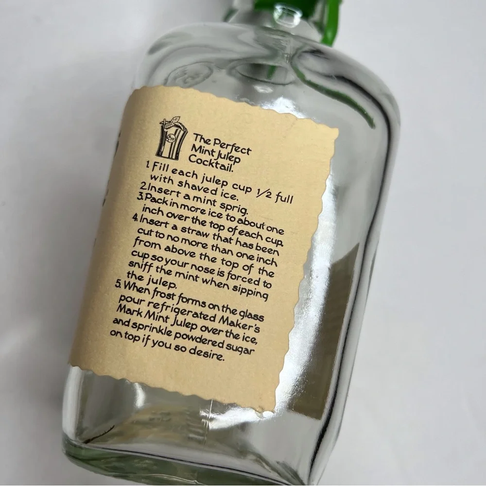 Empty Maker's Mark Mint Julep Green Wax Bottle Kentucky Derby Party Decorations